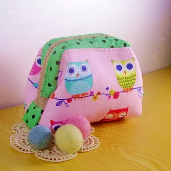 手縫ok!-貓頭鷹支架口金包(拼布材料包)