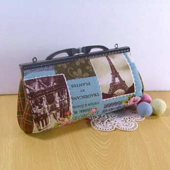 手縫ok!-英倫風眼鏡口金包(拼布材料包)