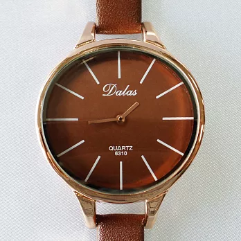 【Dalas】 6310韓版簡約 特殊拱型極細皮帶腕錶(咖啡)