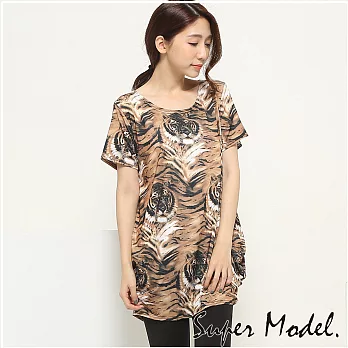 【名模衣櫃】滿版圖樣造型上衣-共5款FREE咖啡老虎