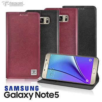 【Metal-Slim】Samsung Galaxy Note5 超薄質感側翻站立皮套黑