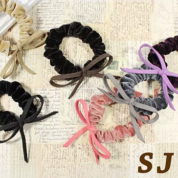 【SJ】日系蝶結質感絨布彈力圈束-隨機不挑款