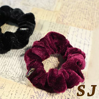 【SJ】日系典雅絨布彈性圈束2入-棗紅&黑色
