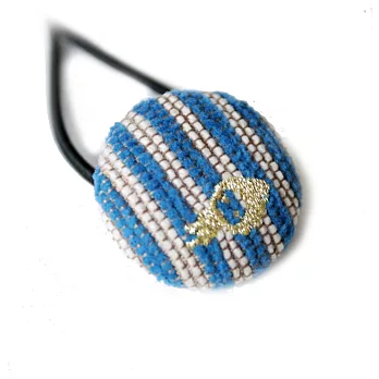 layoo 來喲│【馬卡龍】繽紛布包扣髮束/髮圈藍條紋