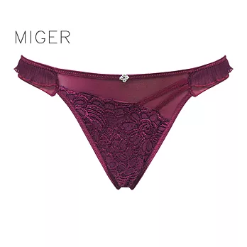 [MIGER密格內衣]波浪裙擺蕾絲性感中低腰丁字褲-8269-台灣製-FREE葡萄紫