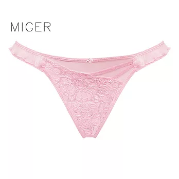 [MIGER密格內衣]波浪裙擺蕾絲性感中低腰丁字褲-8269-台灣製-FREE粉色