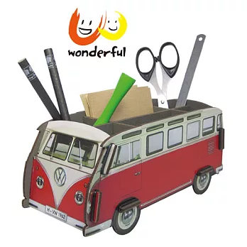 德國Werkhaus 木製福斯VW T1巴士筆座 (紅)