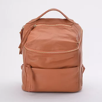 【La Poche Secrete天然皮革】收藏異想,逐夢者水染牛皮後背包 - 焦糖咖啡