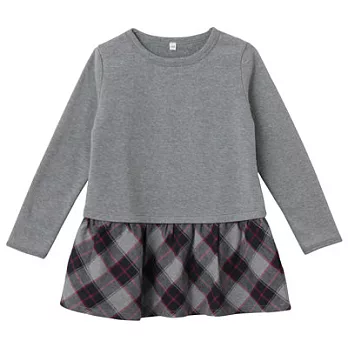 [MUJI 無印良品]兒童有機棉輕鬆活動舒適拼接法蘭絨長版衫110紅格紋
