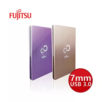 Fujitsu富士通2.5吋 USB3.0金屬防指紋髮絲鋁殼外接式硬碟盒-7mm(魔幻紫/香檳金)香檳金