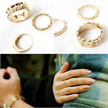 【Bling Q】多樣變化大小圈圈造型戒指(3個一組)