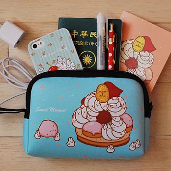 《Mori Shu》護照旅行/手機硬碟3C包- 麻糬兔泡芙