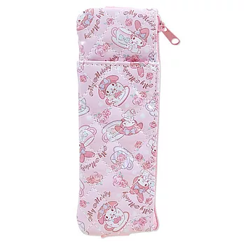 《Sanrio》美樂蒂菱格壓紋迷你筆袋(甜蜜午茶)