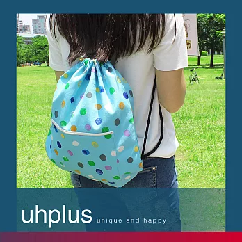 uhplus 小旅行束口背包/Zipper - 繽紛小宇宙(水藍)