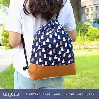 uhplus 小旅行束口背包/Basic – Neko貓貓派對(藍)