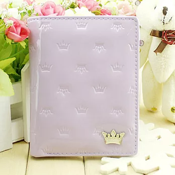 AmaZing 皇冠標誌漆皮亮面甜心女用短夾 (5色可選)淡紫