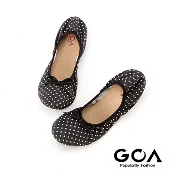 GOA圓點摺疊娃娃鞋36黑底白點
