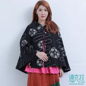 【潘克拉】緹花布披肩-FREEFREE黑