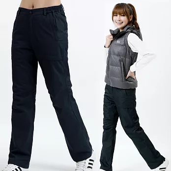 【遊遍天下】女款顯瘦直筒防風防潑水透氣禦寒刷毛保暖褲/ 防風雪褲 (P106)S深藍