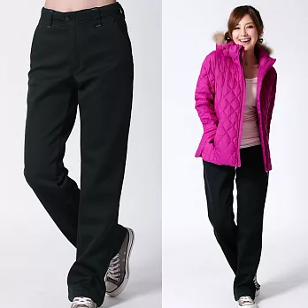 【遊遍天下】中性款保暖防風刷毛長褲(A071)S黑