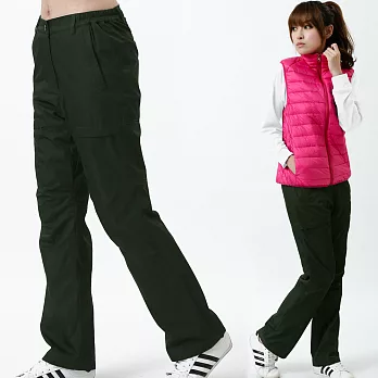 【遊遍天下】女款顯瘦直筒防風防潑水透氣禦寒刷毛保暖褲/ 防風雪褲 (P106)S墨綠