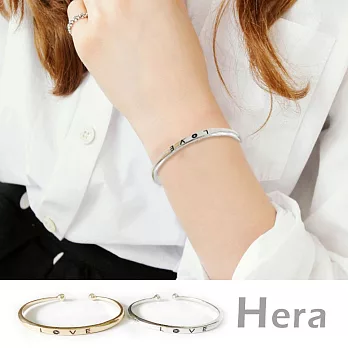 【Hera】赫拉 金屬刻字LOVE開口手環/手鍊/手鐲(二色)銀色