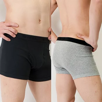 BVD 男平口褲 100%純棉彩色四角褲(灰色/黑色)XL灰色