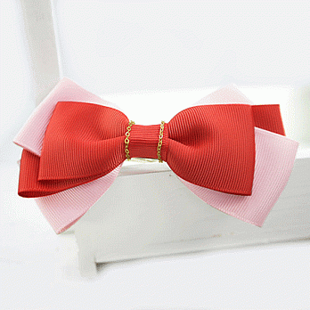 【PinkyPinky Boutique】多層次撞色蝴蝶結髮夾(橘色)