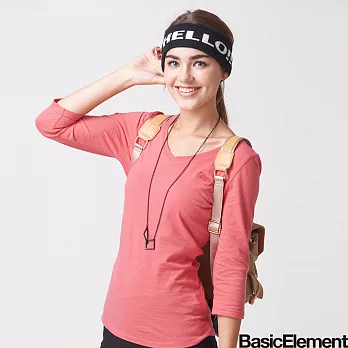 【BasicElement】女款柔棉V領七分袖TS玫紅