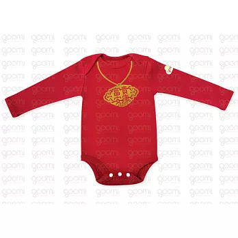 GOOMI台灣第一文創童裝【富貴安康】長袖包屁衣~0-6M暗紅