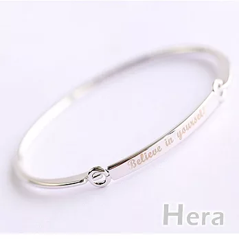 【Hera】赫拉 歐美圓形邊扣刻英文字母手鍊/手環/手鐲(二色)銀色