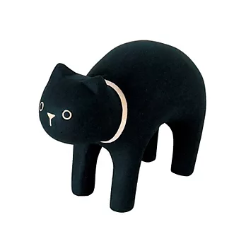 日本T-LAB純色實木小動物擺飾-黑貓