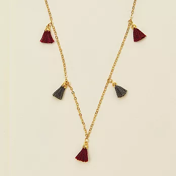 【安珂ECO正韓飾品】秀氣民俗風小流蘇 短項鍊(2色)灰紅