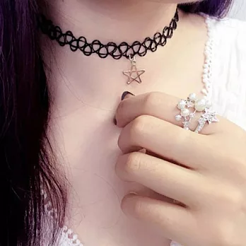 AmaZing 超夯韓國街頭仿刺青彈力蕾絲紋頸圈