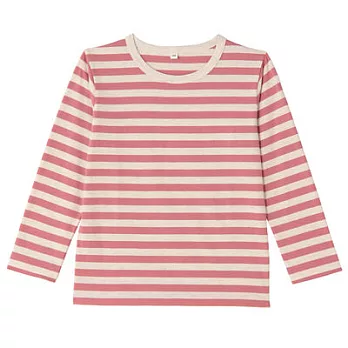 [MUJI無印良品]兒童有機棉每日兒童服橫紋長袖T恤110粉紅橫紋