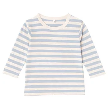 [MUJI無印良品]幼兒有機棉每日兒童服橫紋長袖T恤90淺藍橫紋