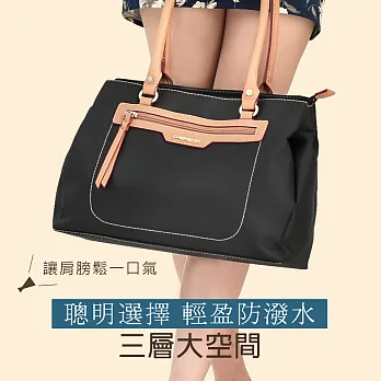 CHENSON 輕巧尼龍手提肩背包 黑(CG80203-3)