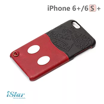 【日本 PGA-iJacket】 正版迪士尼 iPhone6+/6S+ 皮革背蓋口袋造型系列 065-067米奇壓花