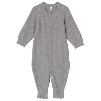 [MUJI無印良品]新生兒有機棉紋樣編織2WAY連身衣灰色
