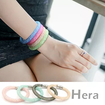 【Hera】赫拉 編織網管滿水鑽手工磁扣手鍊/手鐲/手環(四色) 粉色