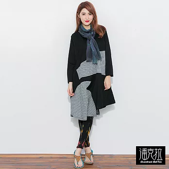 【潘克拉】大面設計拼接長上衣(2色)-FREEFREE黑
