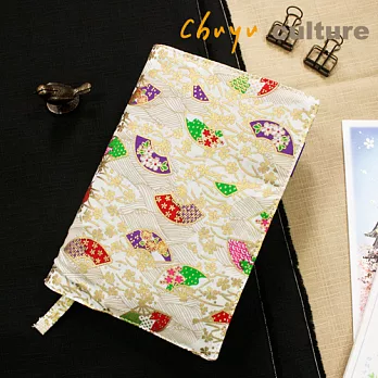 珠友 限定版 A6/50K多功能書衣/書皮/書套-可調式棉布B和扇/銀白