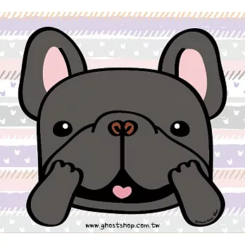 鬼畫福 法鬥造型大貼紙(可防水)-黑巧克力