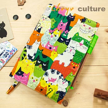 珠友 限量版B6/32K多功能書衣/書皮/書套-可調式棉布A百變喵橘粉