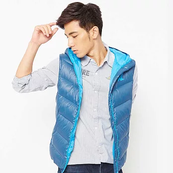 AIRWALK-拼色連帽羽絨背心XL藍