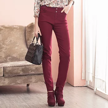 【模兒空間AMOR SPACE】S5212歐風魅力斜紋彈力纖腿精品褲(共4色)44棗紅