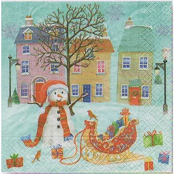 《Paper+Design》餐巾紙-Snowman in town城裡的雪人