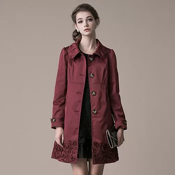 【模兒空間AMOR SPACE】N1369極致優雅立體繡花風衣(共2色)L紅