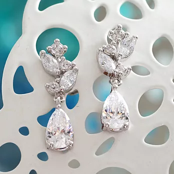 【安珂ECO正韓飾品】葉片小花綴水滴鑽 耳環