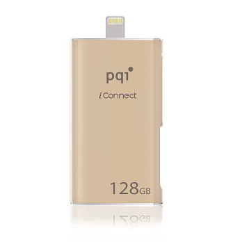 PQI iConnect 蘋果專用超速雙享碟 128GB USB 3.0 蘋果MFi認證通過-金色